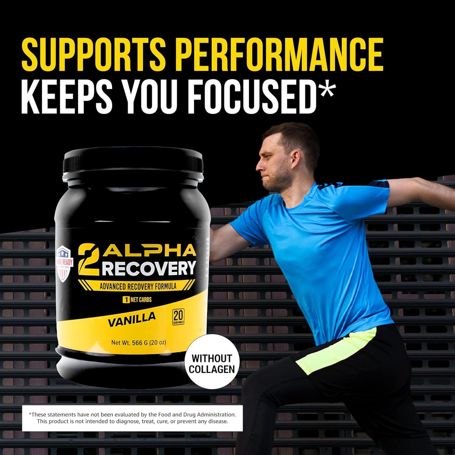Make Ready Nutrition 2ALPHA Recovery Vanilla Protein Shake - Hydrolyzed Whey Isolate with Essential Nutrients for Shooters - 25g Protein for Muscle Recovery - 566g