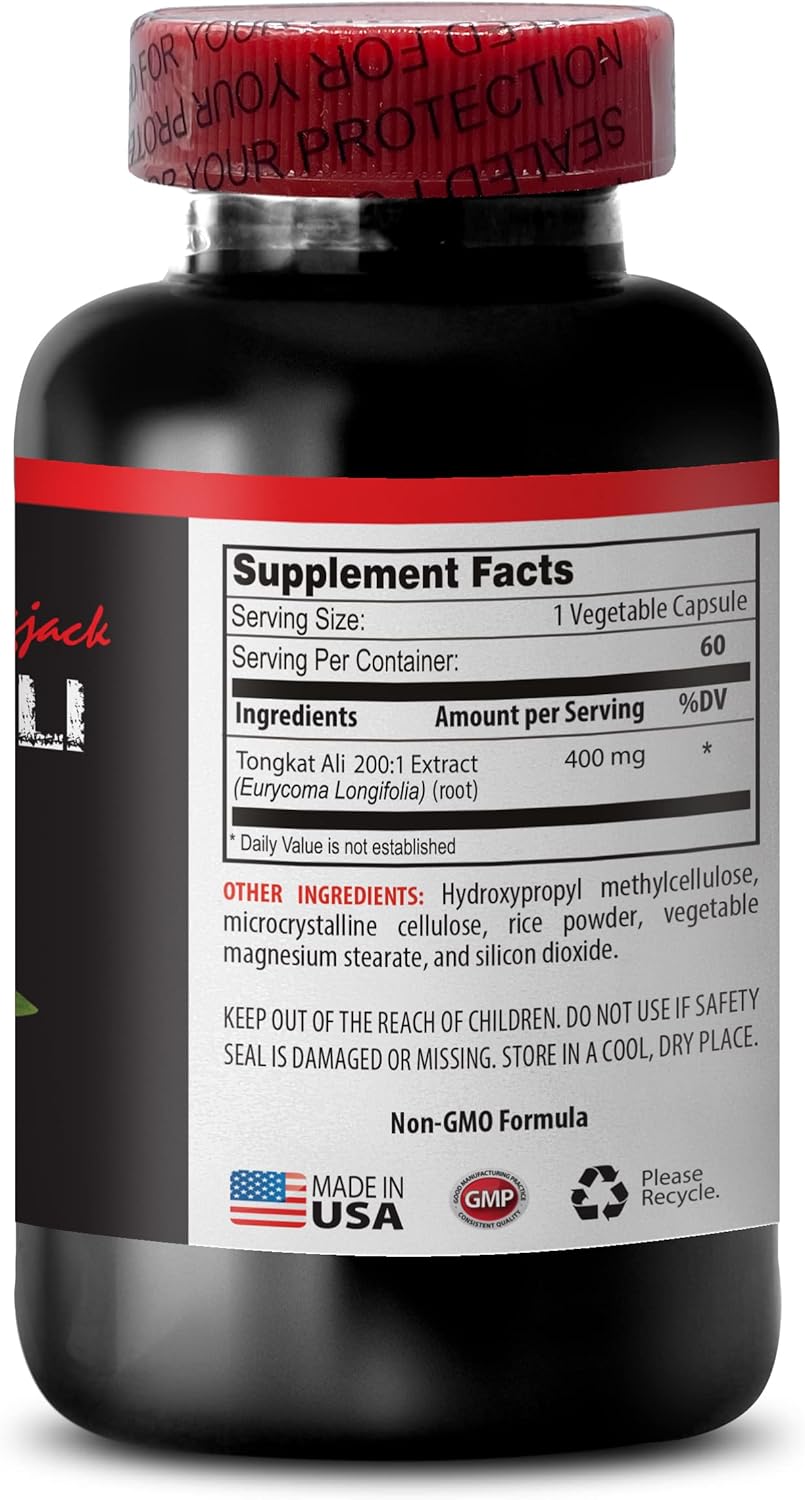 Malaysian Ginseng Tongkat Ali Extract 200:1 400 MG - Natural Energy Booster for Women with Eurycoma Longifolia
