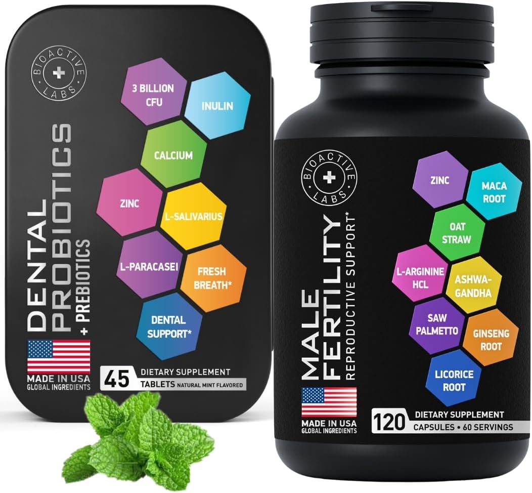 Male Fertility and Dental Probiotics Bundle by BIOACTIVE LABS - Supplements for Men in Convenient Tins