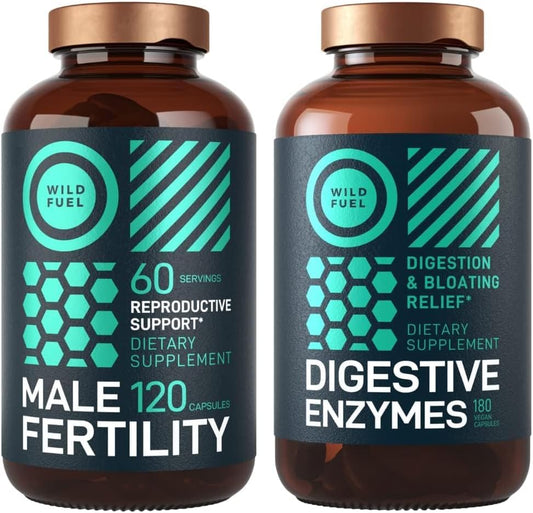Male Fertility and Digestive Health Bundle with WILD FUEL Supplement, Probiotics, and Prebiotics