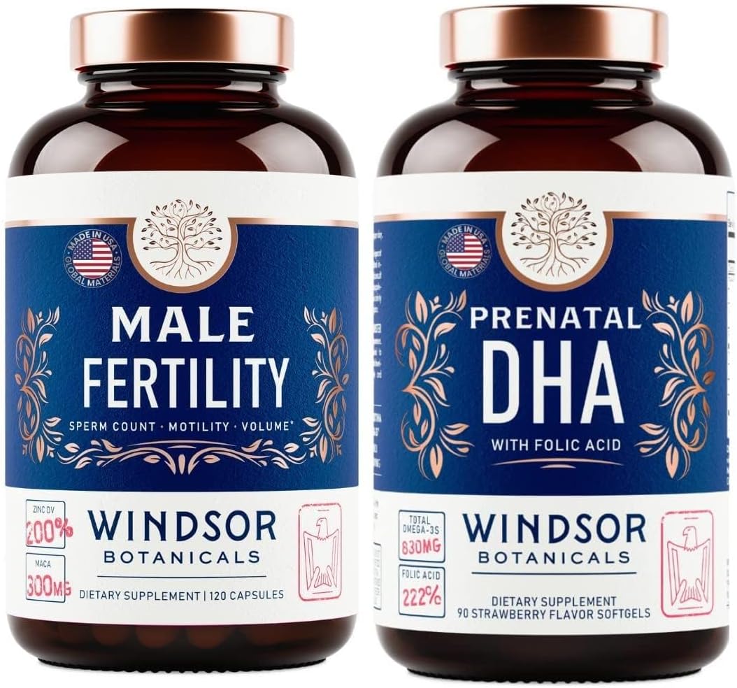 Male Fertility and Prenatal Support Bundle with DHA and Folic Acid by WINDSOR BOTANICALS