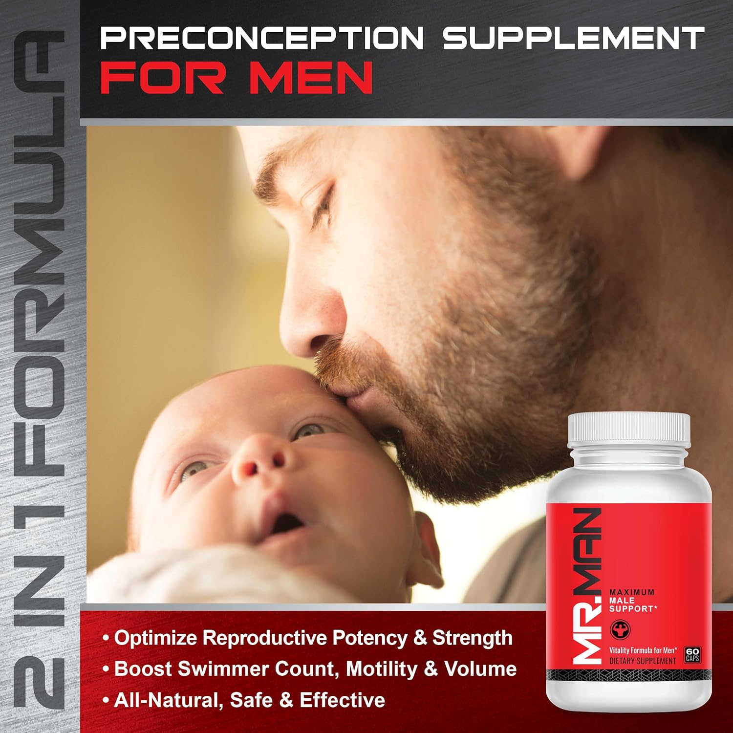 Male Fertility Stack MR2 - Preconception Supplement for Men - 2-in-1 Formula - Enhance Potency, Motility, Desire, Performance - Lab Tested - 30 Day Supply
