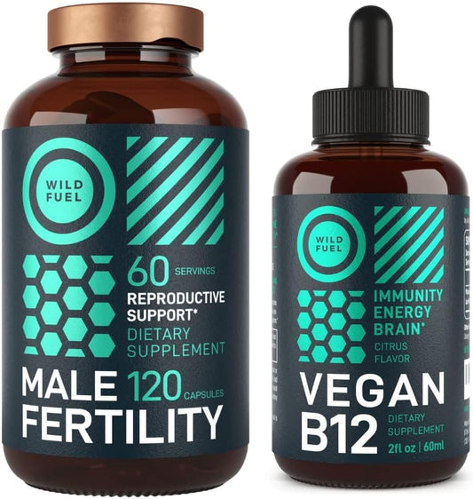Male Fertility Supplement and Liquid B12 Bundle for Men's Health and Energy Boost