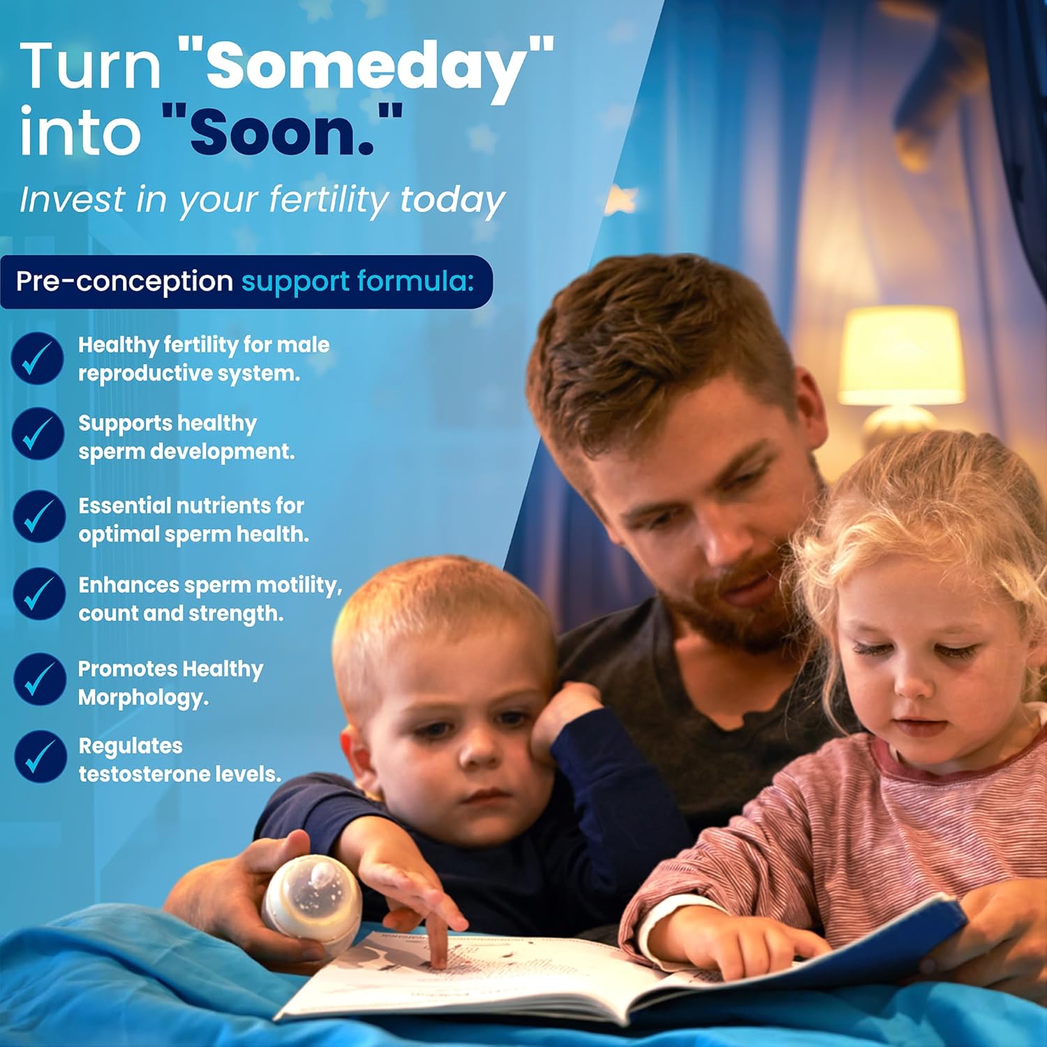 Male Fertility Supplement for Boosting Sperm Count and Strength - Fertility Supplements for Men with Zinc, Folate Acid, and Vitamins D, E - Mens Prenatal Vitamins