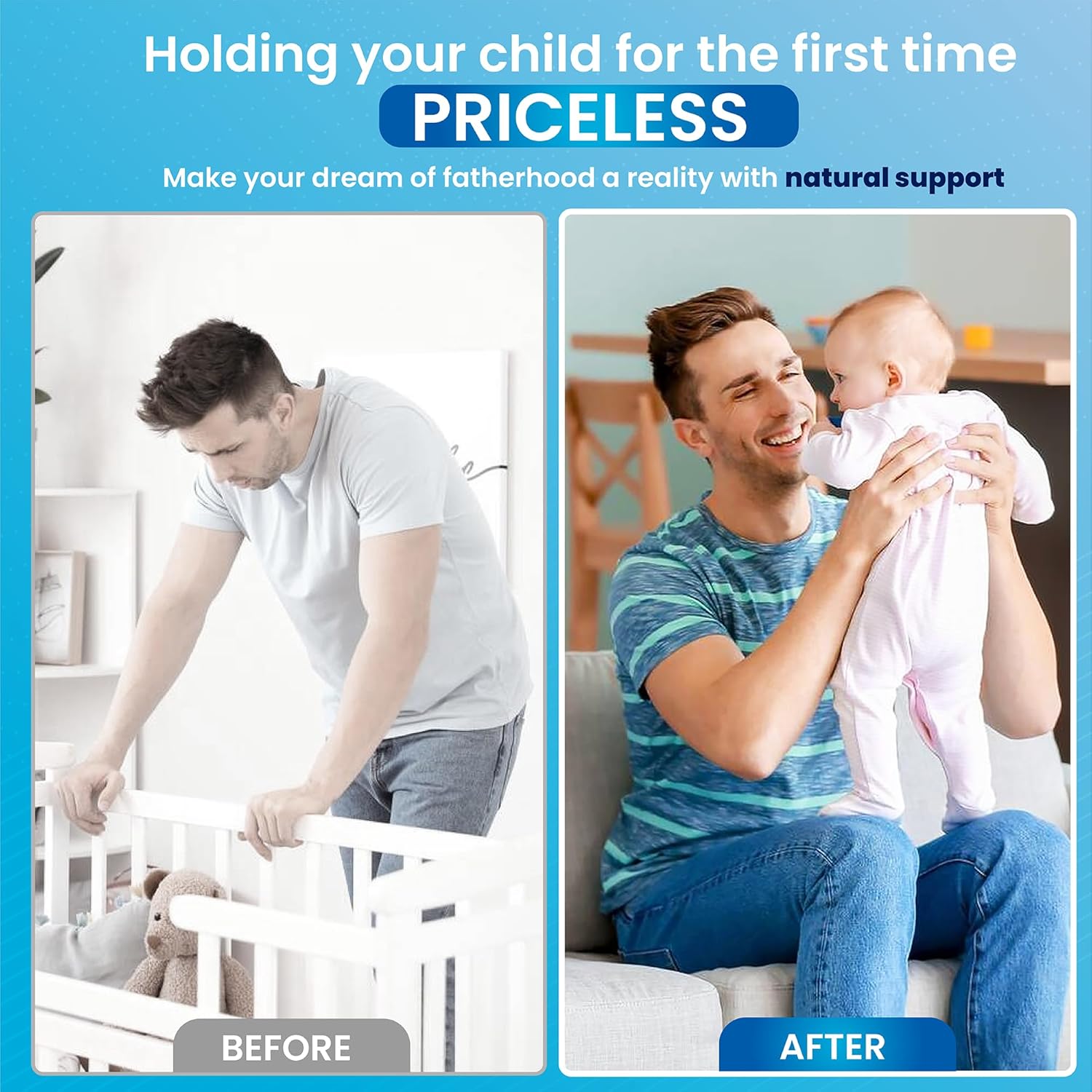 Male Fertility Supplement for Boosting Sperm Count and Strength - Fertility Supplements for Men with Zinc, Folate Acid, and Vitamins D, E - Mens Prenatal Vitamins