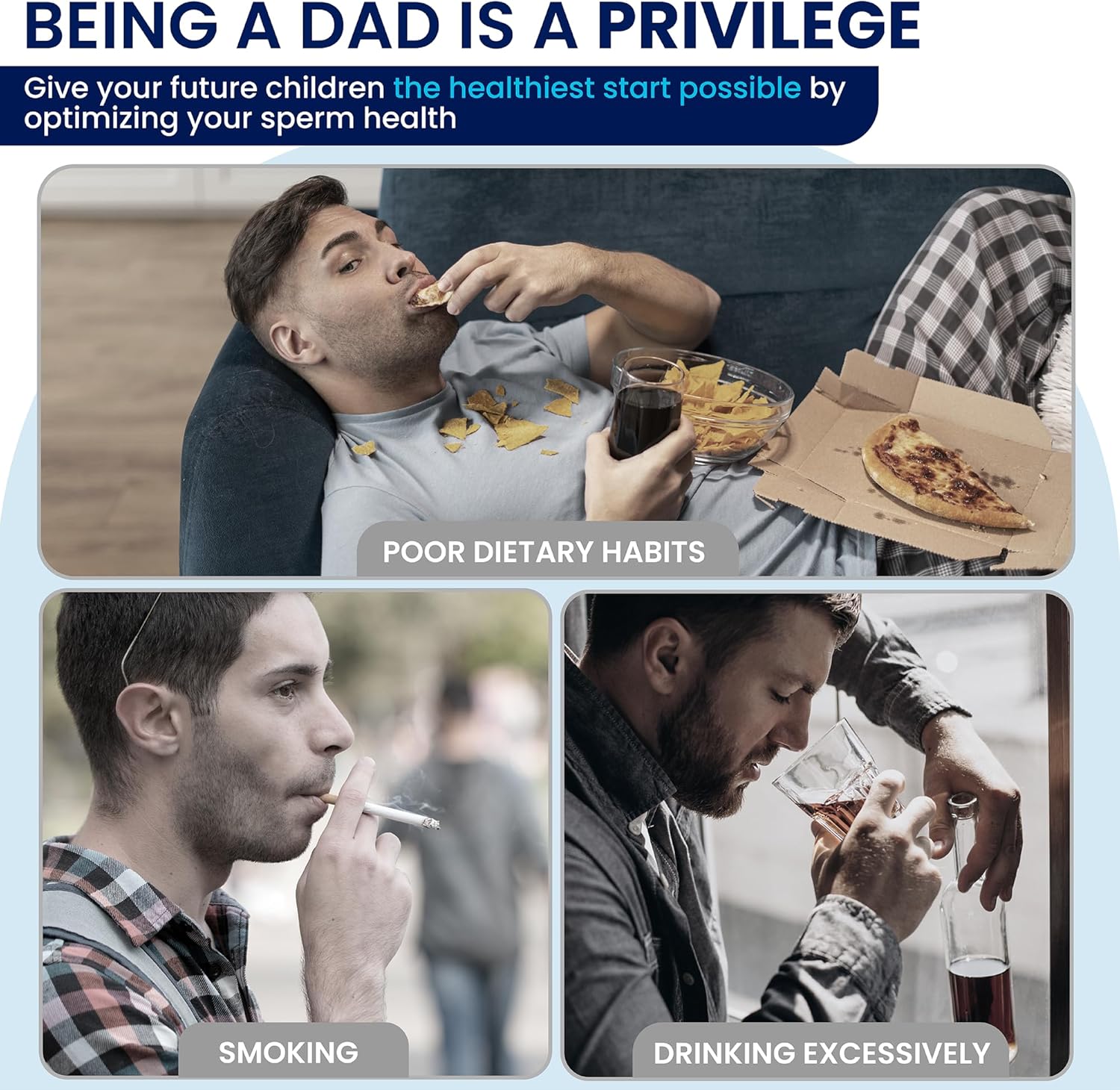 Male Fertility Supplement for Boosting Sperm Count and Strength - Fertility Supplements for Men with Zinc, Folate Acid, and Vitamins D, E - Mens Prenatal Vitamins