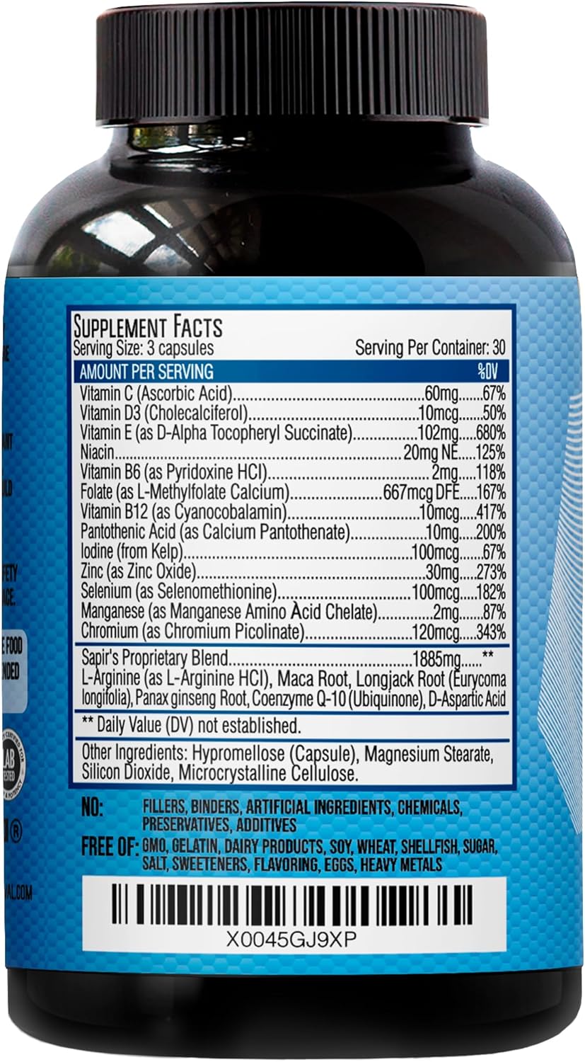 Male Fertility Supplement for Boosting Sperm Count and Strength - Fertility Supplements for Men with Zinc, Folate Acid, and Vitamins D, E - Mens Prenatal Vitamins