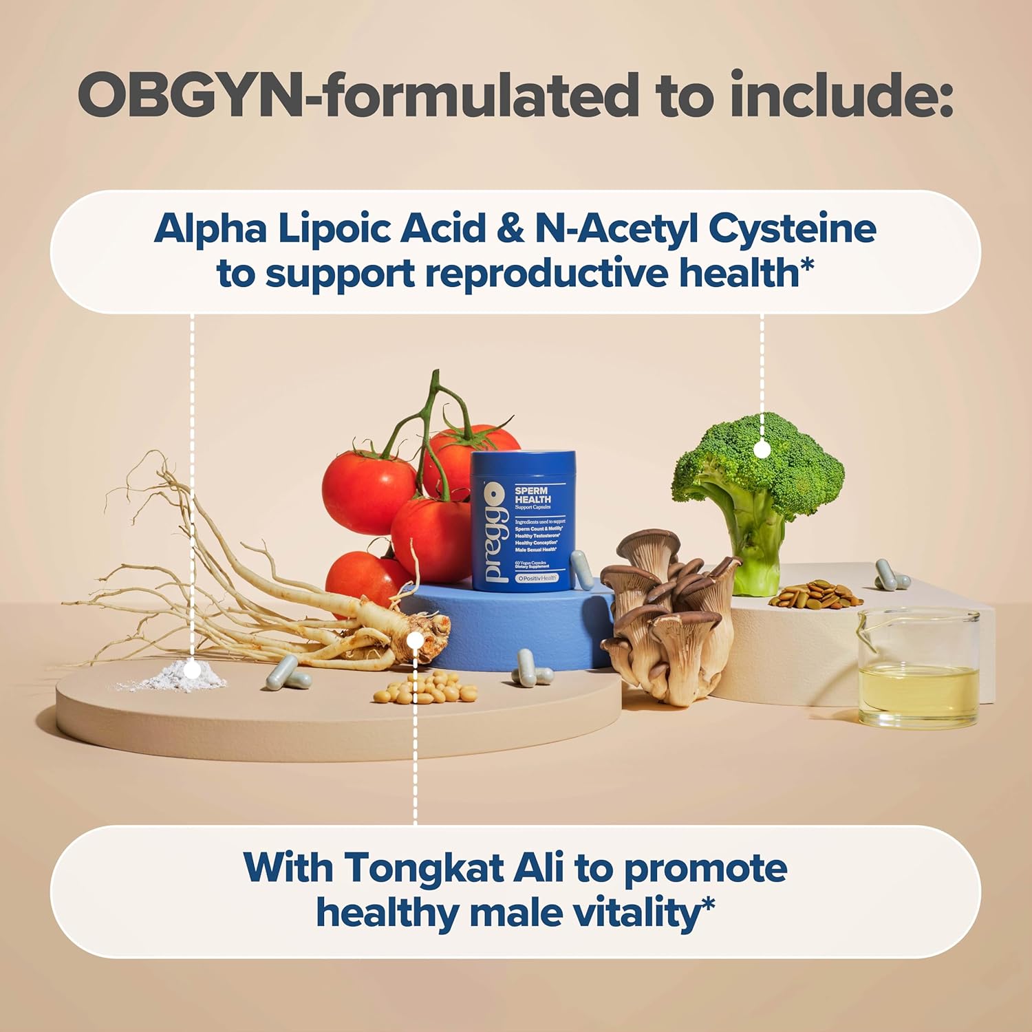 Male Fertility Supplement for Improved Sperm Count & Motility - OBGYN-Formulated Capsules with Tongkat Ali, N-Acetyl Cysteine, Alpha Lipoic Acid - 60 Count