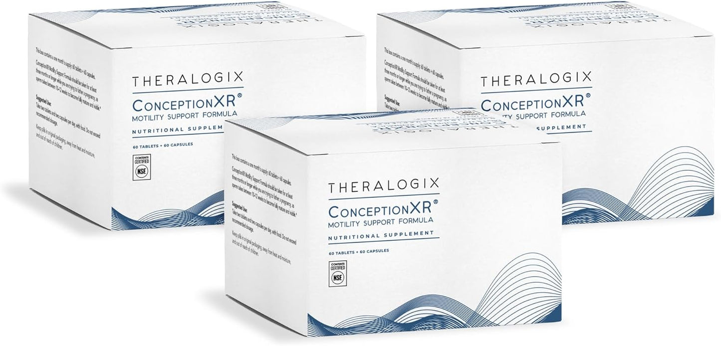 Male Fertility Supplements for Sperm Health - NSF Certified, 360 Count (Pack of 3) - Theralogix ConceptionXR Motility Support Formula - Men's Preconception Vitamins