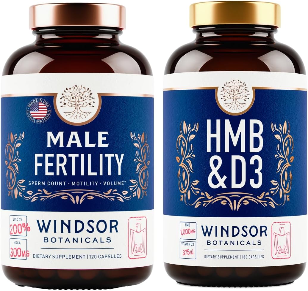 Male Fertility Support Bundle with Windsor Botanicals HMB, Vitamin D3, and Calcium