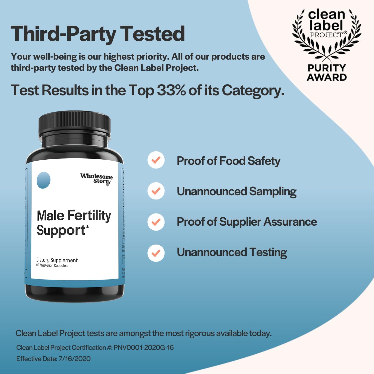 Male Fertility Support Supplements | Men's Prenatal Vitamins for Healthy Sperm & Motility | Clean Label Project Certified - 30 Day Supply