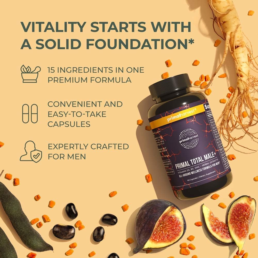 Male Performance Booster 2-Pack with Tribulus Terrestris, Fenugreek, Ginseng, Maca Root, and Horny Goat Weed - 90 Capsules