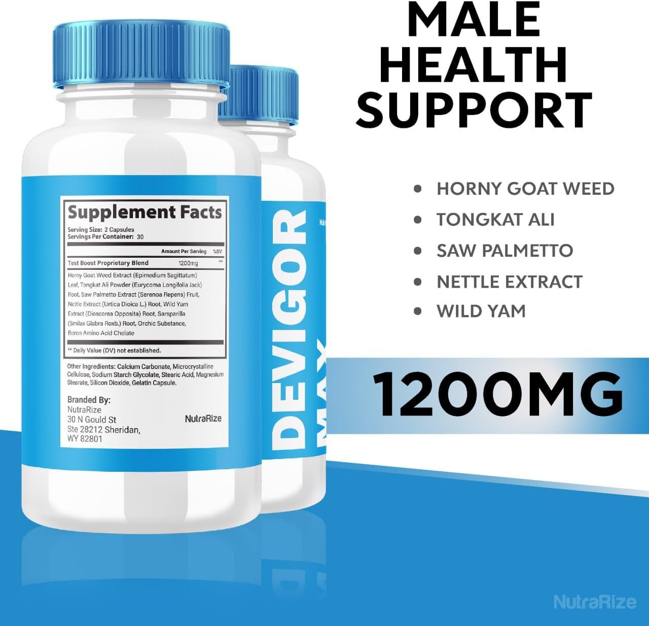 Male Well-Being Supplement - NutraRize DevigorMax Pills for Men to Support Healthy & Active Lifestyle, Promotes Overall Wellness (60 Caps)
