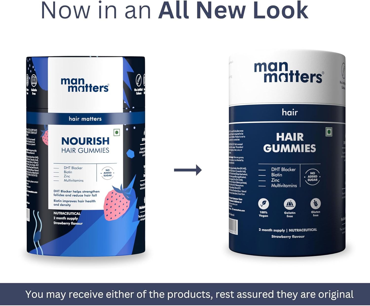 Man Matters Biotin Hair Gummies with Hair Vitamins for Healthy Hair - 60 Gummies