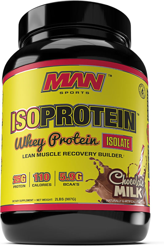 MAN Sports ISO-Protein Chocolate Milk 100% Pure Whey Protein Isolate Powder - 2lb