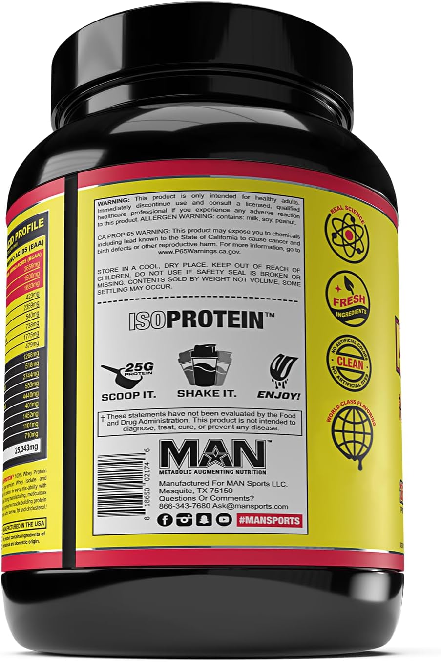 MAN Sports Sportsman ISO-Protein Hydrolyzed Whey Protein Isolate Powder, Cookies and Cream Flavor - 1.42 lbs (20 Days)