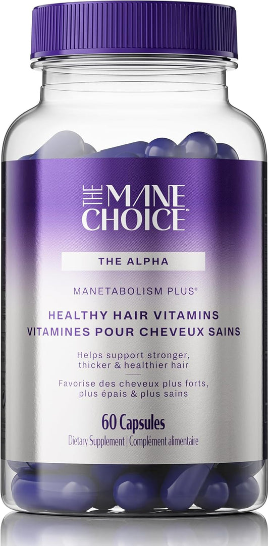 MANETABOLISM Plus Healthy Hair Growth Vitamins - Supplements for Longer, Thicker, Healthier Hair - Hair Skin & Nails Vitamins for Women & Men - 60 Capsules