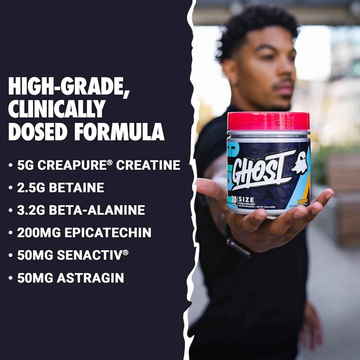Mango Muscle Builder Supplement - 30 Servings, Muscle Growth & Strength for Men & Women - Creatine, Betaine, Beta-Alanine - Vegan, Sugar & Gluten-Free