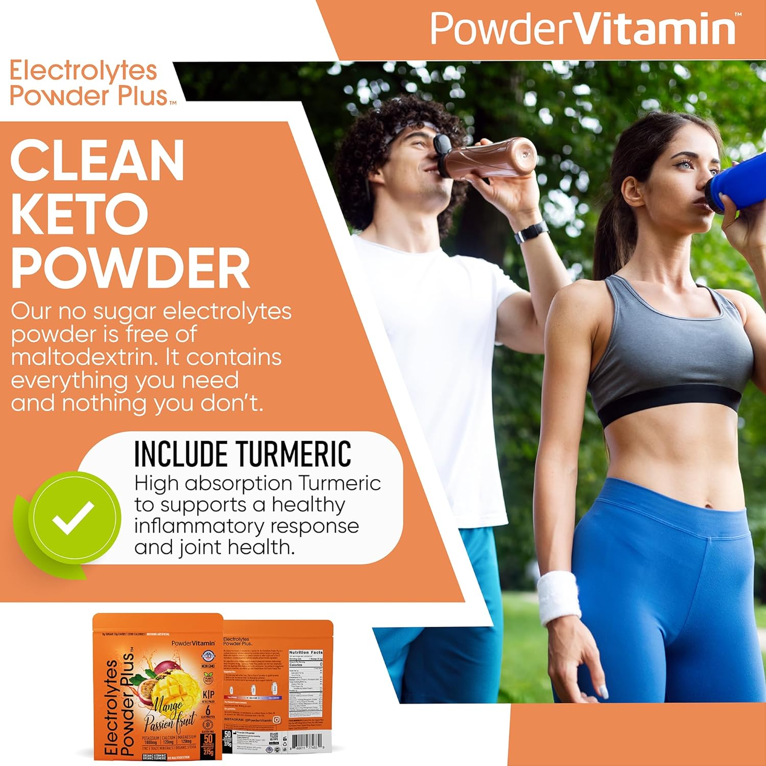 Mango Passionfruit Electrolyte Powder - Zero Calorie Keto Hydration Supplement with Potassium, Calcium, and Magnesium - 50 Servings