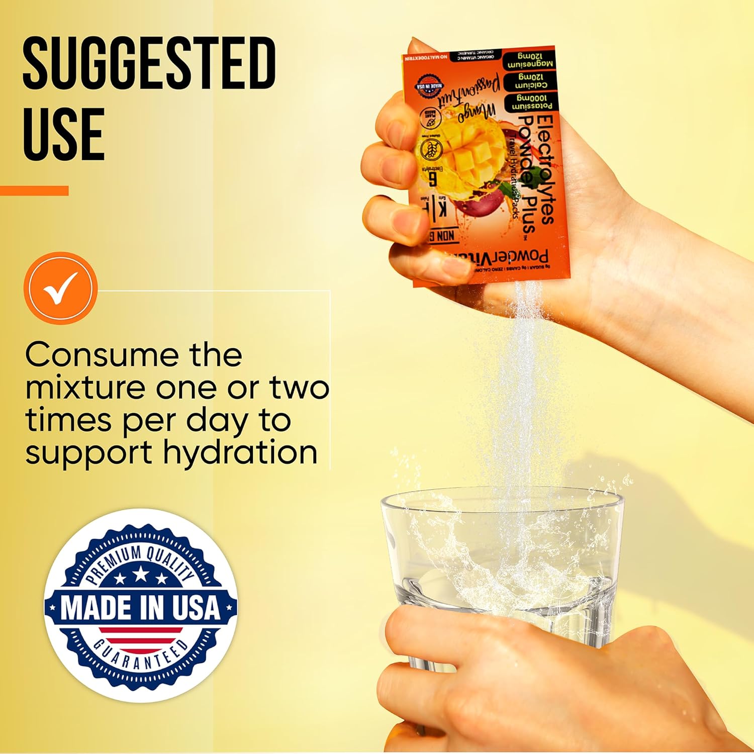 Mango Passionfruit Powder Electrolytes with Pink Himalayan Salt - Keto Friendly, Sugar Free, Non-GMO (16 Packets)