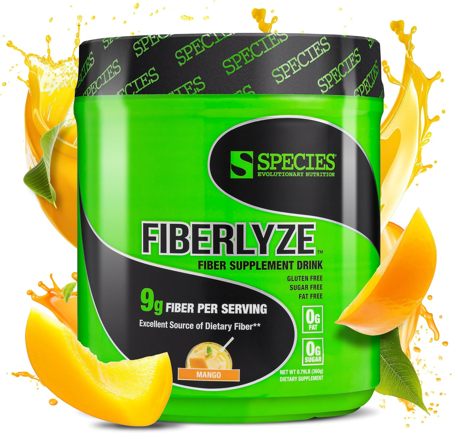 Mango Psyllium Fiber Supplement Powder for Digestive Health - 30 Servings