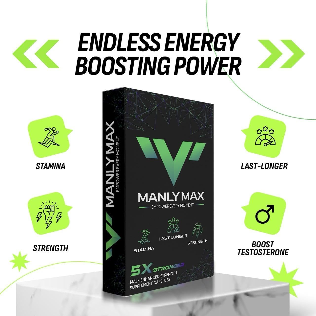 MANLYMAX Sports Nutrition Blend for Enhanced Endurance and Energy Boost (10 Count)