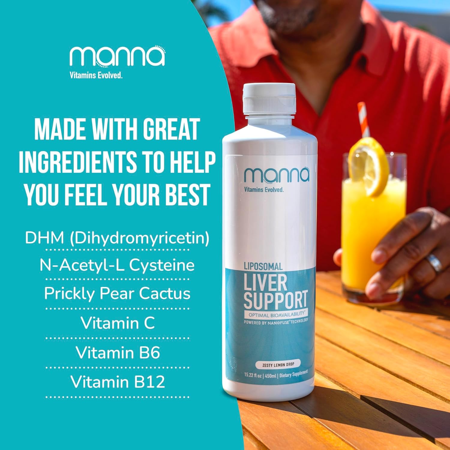 Manna Liposomal Liver Support Capsules - Detox & Repair Supplement for Men & Women - Liver Cleanse Vitamins