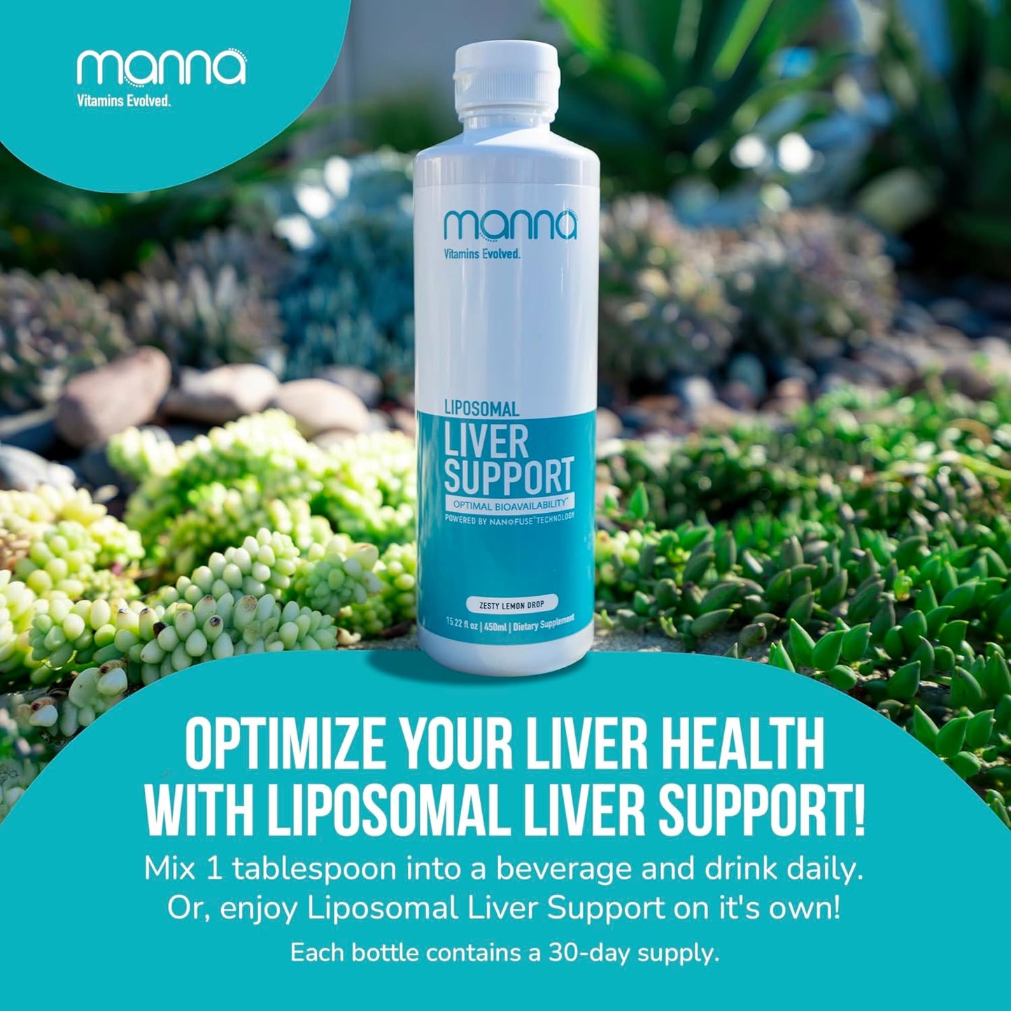 Manna Liposomal Liver Support Capsules - Detox & Repair Supplement for Men & Women - Liver Cleanse Vitamins