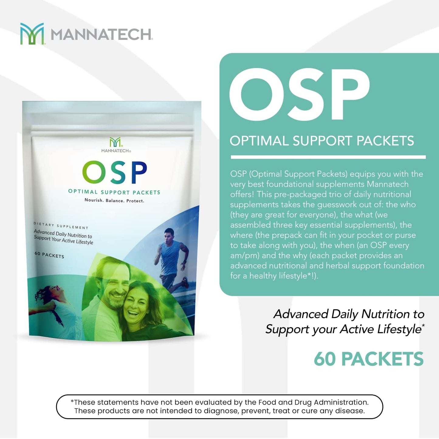 Mannatech OSP Daily Vitamins: Immune Support & Antioxidant Supplement - 60 Packets, Ashwagandha Capsules, Self-Care Benefits