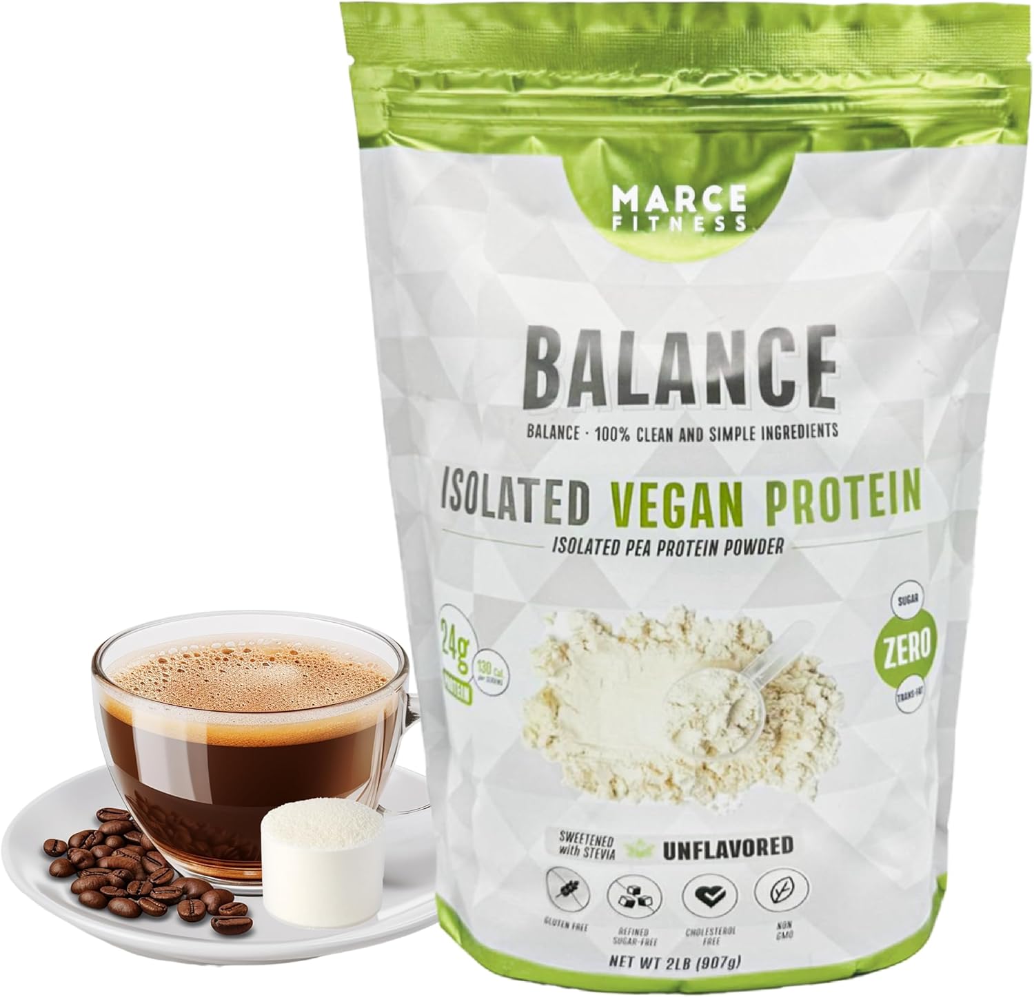 MARCE FITNESS Vegan Isolated Protein Powder - Unflavored 2lbs