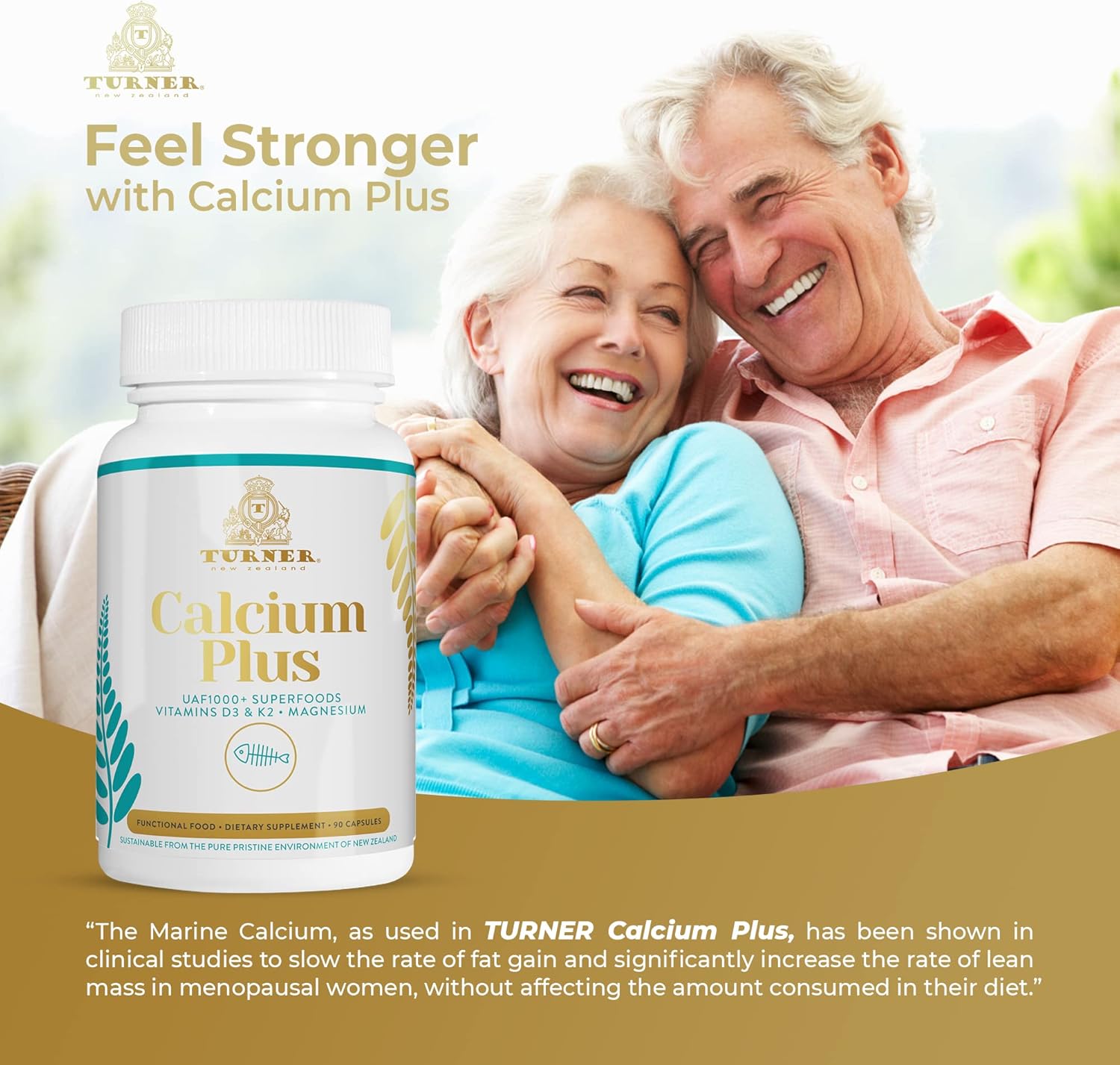 Marine Calcium Supplement with Magnesium, Vitamins K2 & D3 for Bone Health - 90 Capsules