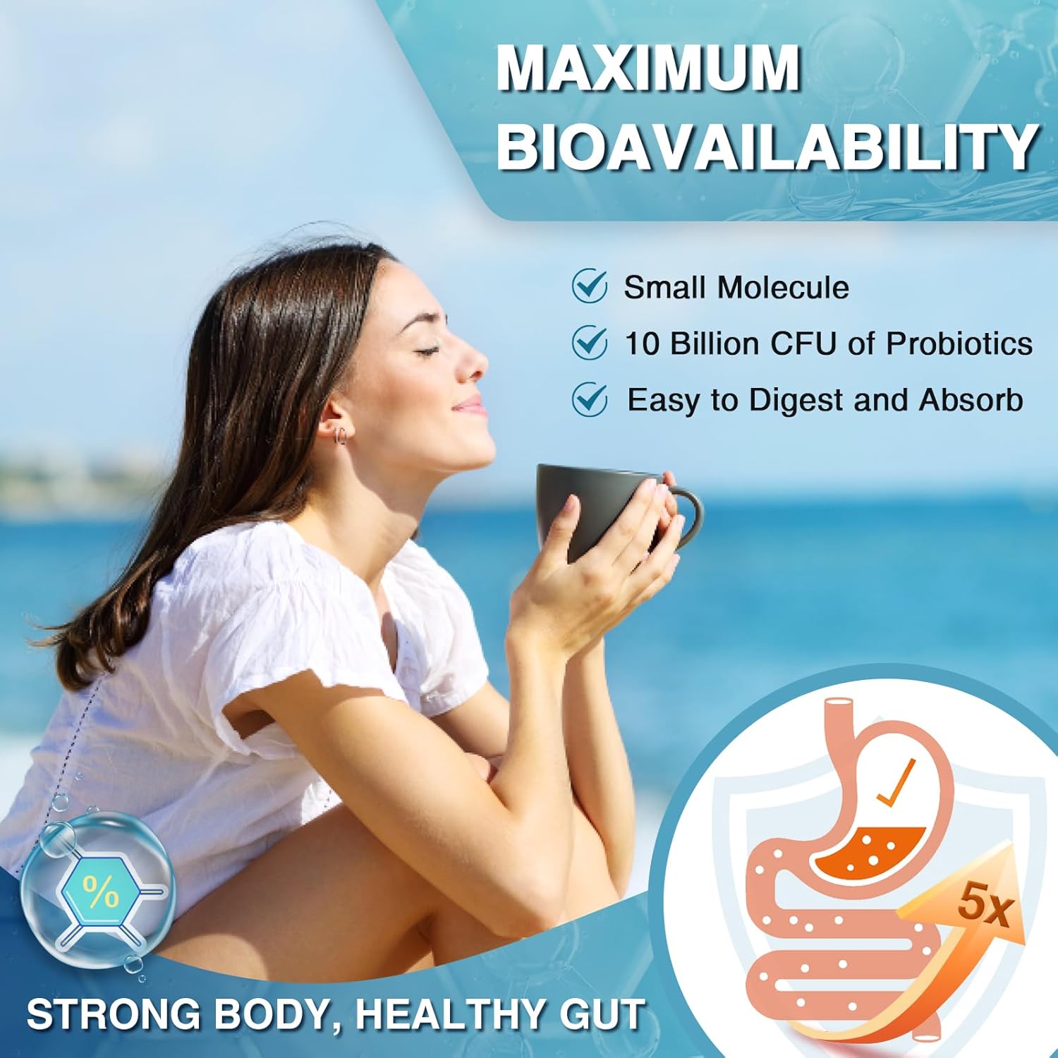Marine Collagen Peptides Powder with Probiotics, Vitamin C, and Hyaluronic Acid - Type I & III Collagen for Skin, Hair, Nails, and Joints - Wild-Caught Fish and Grass-Fed Bovine - 35 Servings