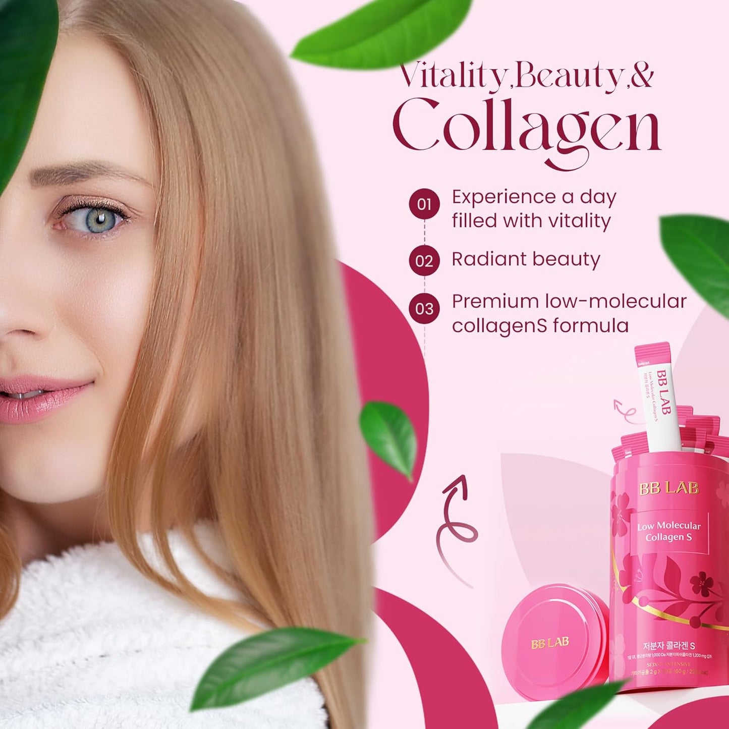 Marine Collagen Powder Stick Supplement with Vitamin C for Glowy Skin - Kollecte BB LAB Low Molecular Collagen S Formula