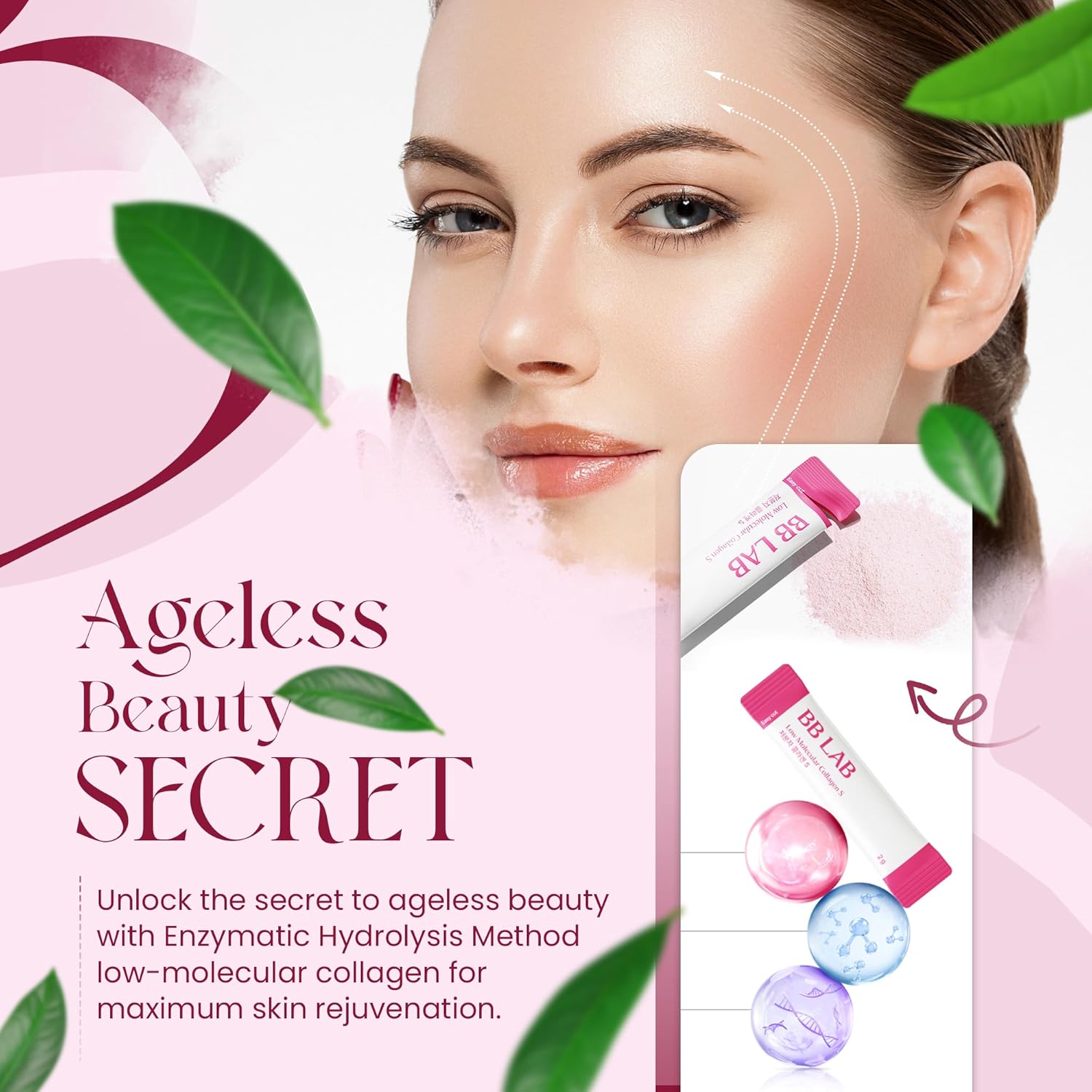 Marine Collagen Powder Stick Supplement with Vitamin C for Glowy Skin - Kollecte BB LAB Low Molecular Collagen S Formula