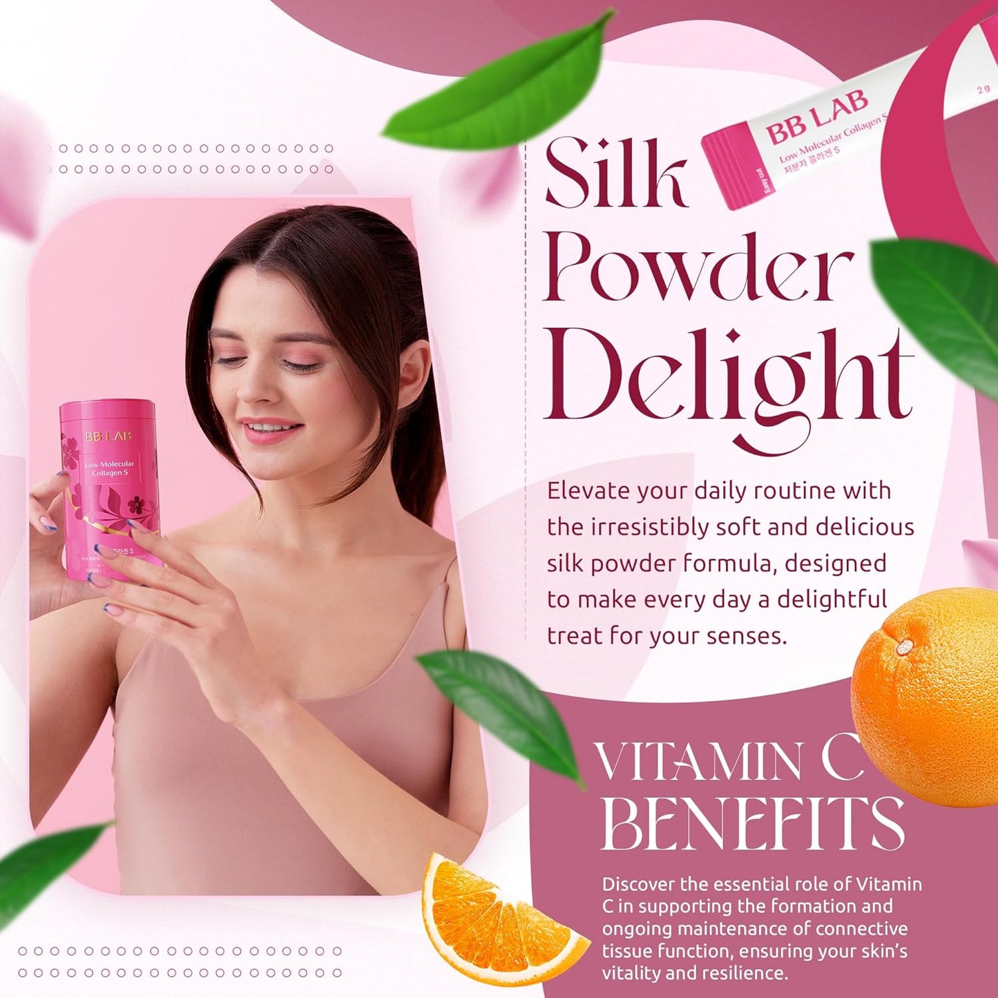 Marine Collagen Powder Stick Supplement with Vitamin C for Glowy Skin - Kollecte BB LAB Low Molecular Collagen S Formula