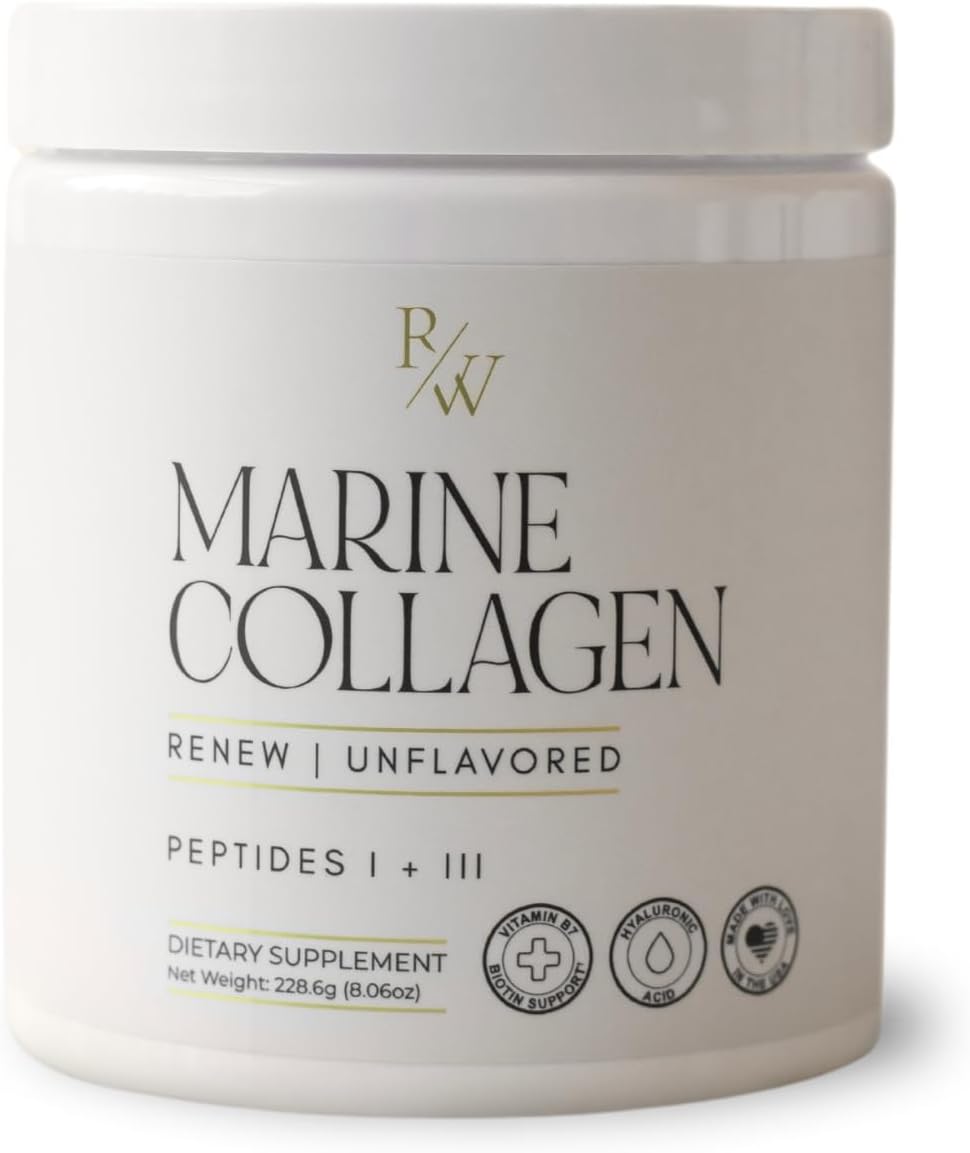 Marine Collagen Powder with Biotin & Hyaluronic Acid for Hair, Skin & Nails - Unflavored, 20 Scoops, 8oz