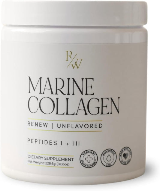 Marine Collagen Powder with Biotin & Hyaluronic Acid for Hair, Skin & Nails - Unflavored, 20 Scoops, 8oz
