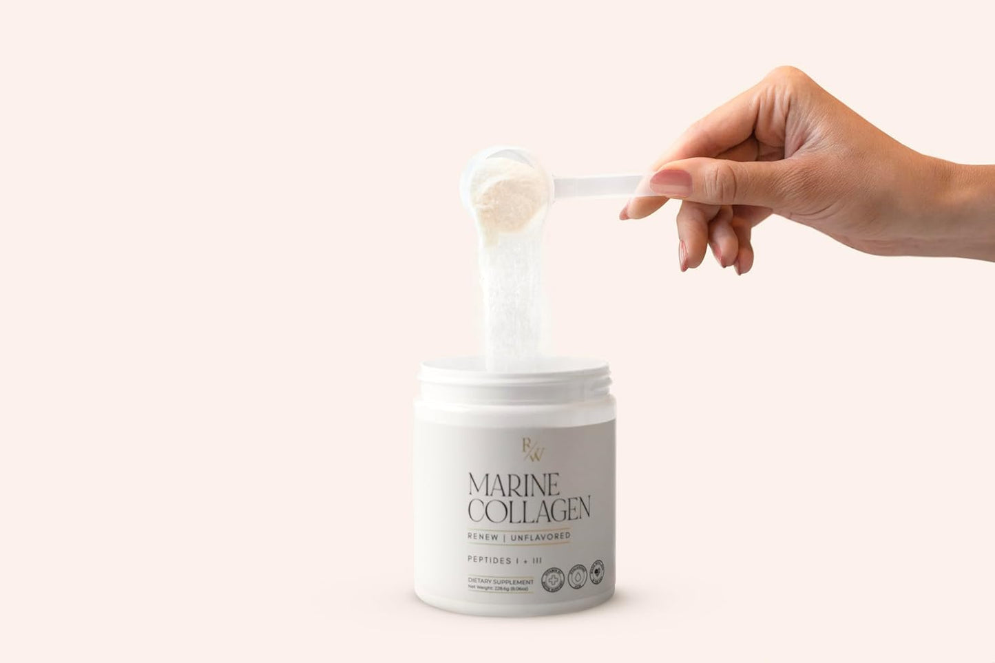 Marine Collagen Powder with Biotin & Hyaluronic Acid for Hair, Skin & Nails - Unflavored, 20 Scoops, 8oz