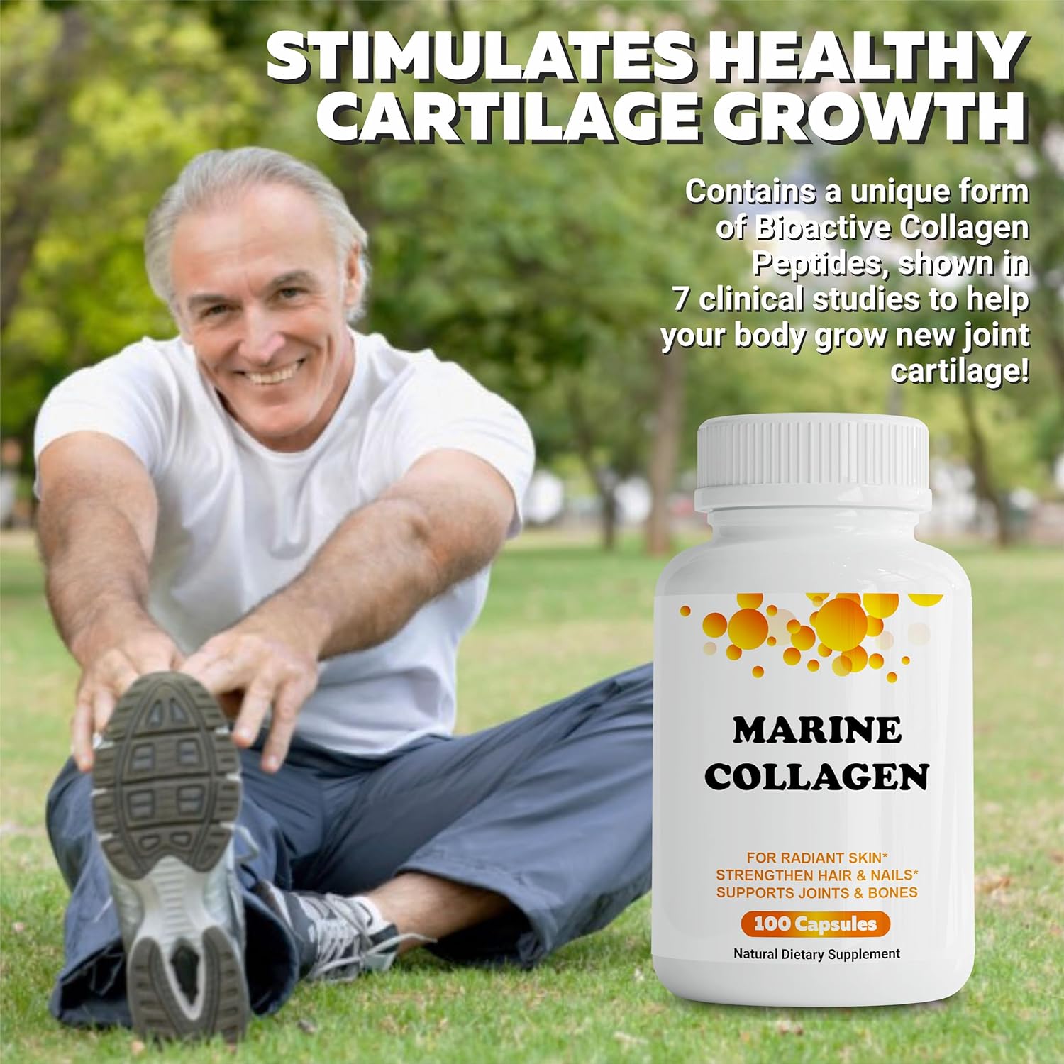 Marine Collagen Supplement for Joint, Nerve, and Bone Support - Non-GMO Anti-Aging Dietary Product with Hydrolyzed Peptides - 100 Capsules