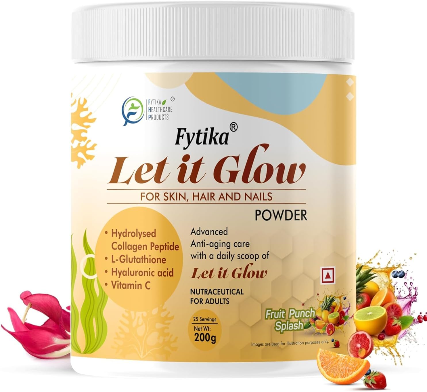 Marine Collagen Supplement with L-Glutathione and Vitamin C for Healthy Skin, Hair, and Nails - Fruit Punch Flavor for Men & Women