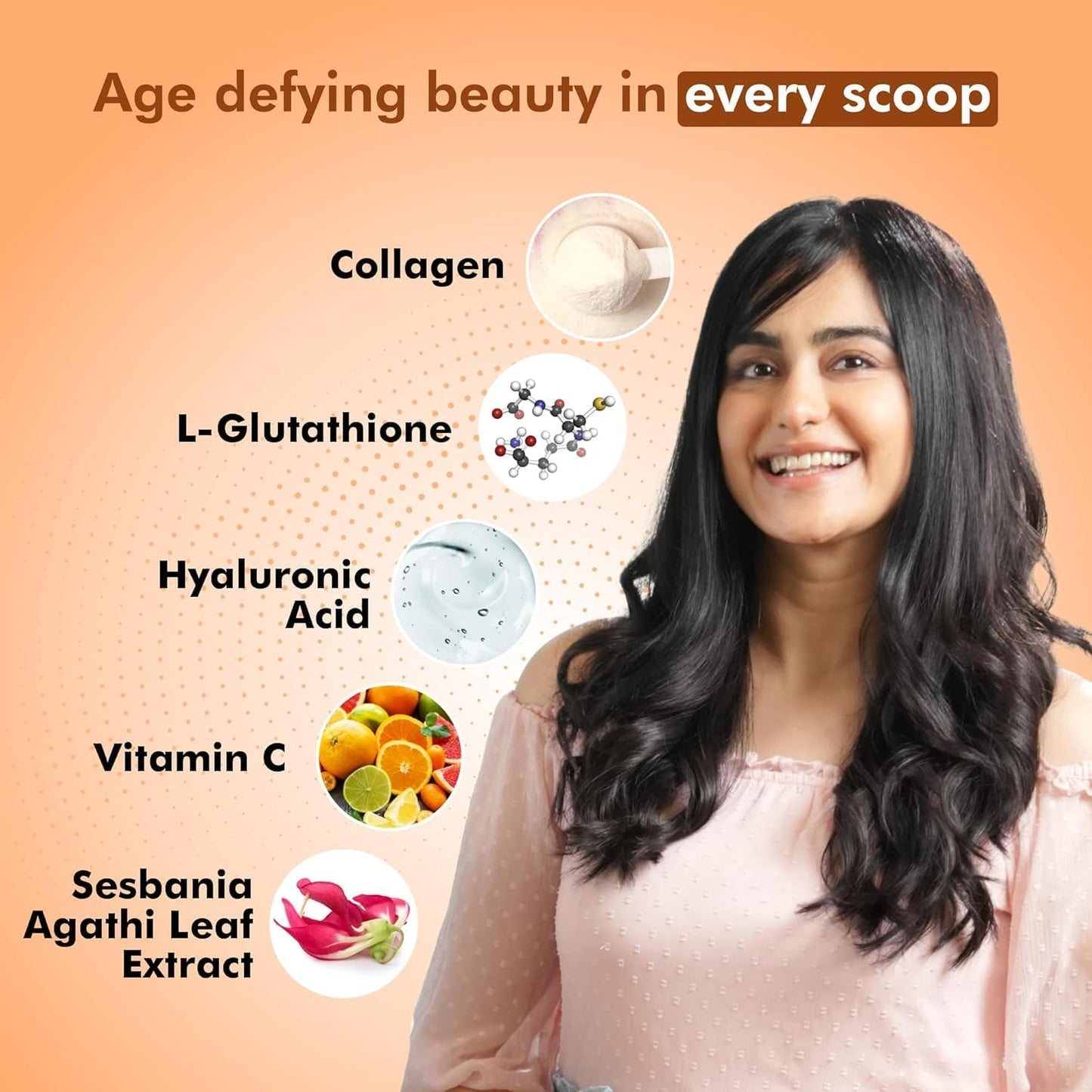 Marine Collagen Supplement with L-Glutathione, Vitamin C, and Sesbania Agati Extract for Healthy Skin, Hair, and Nails - Orange (1 Pack)