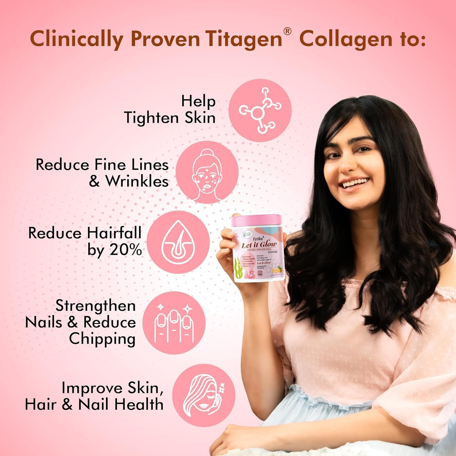Marine Collagen Supplement with L-Glutathione, Vitamin C, and Sesbania Agati Extract for Healthy Skin, Hair, and Nails - Pineapple Flavor