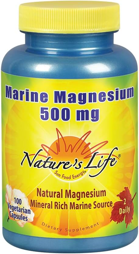 Marine Magnesium 500mg Capsules for Healthy Digestion & Regularity | Magnesium Hydroxide from Northern Sea Waters | 100 Vegetarian Capsules