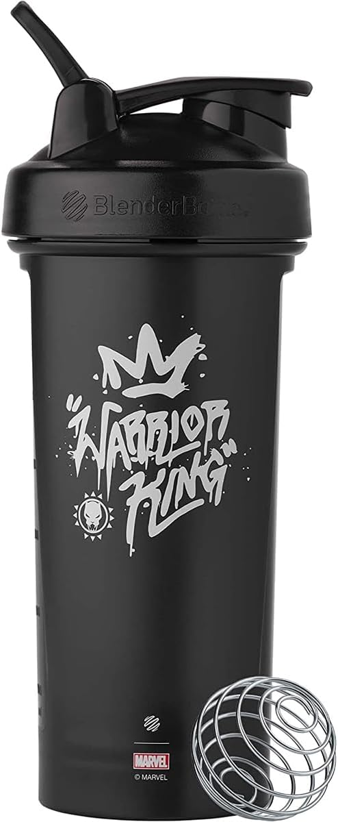 Marvel Classic V2 Shaker Bottle by BlenderBottle - Ideal for Protein Shakes & Pre Workout - 28oz, Warrior King Design