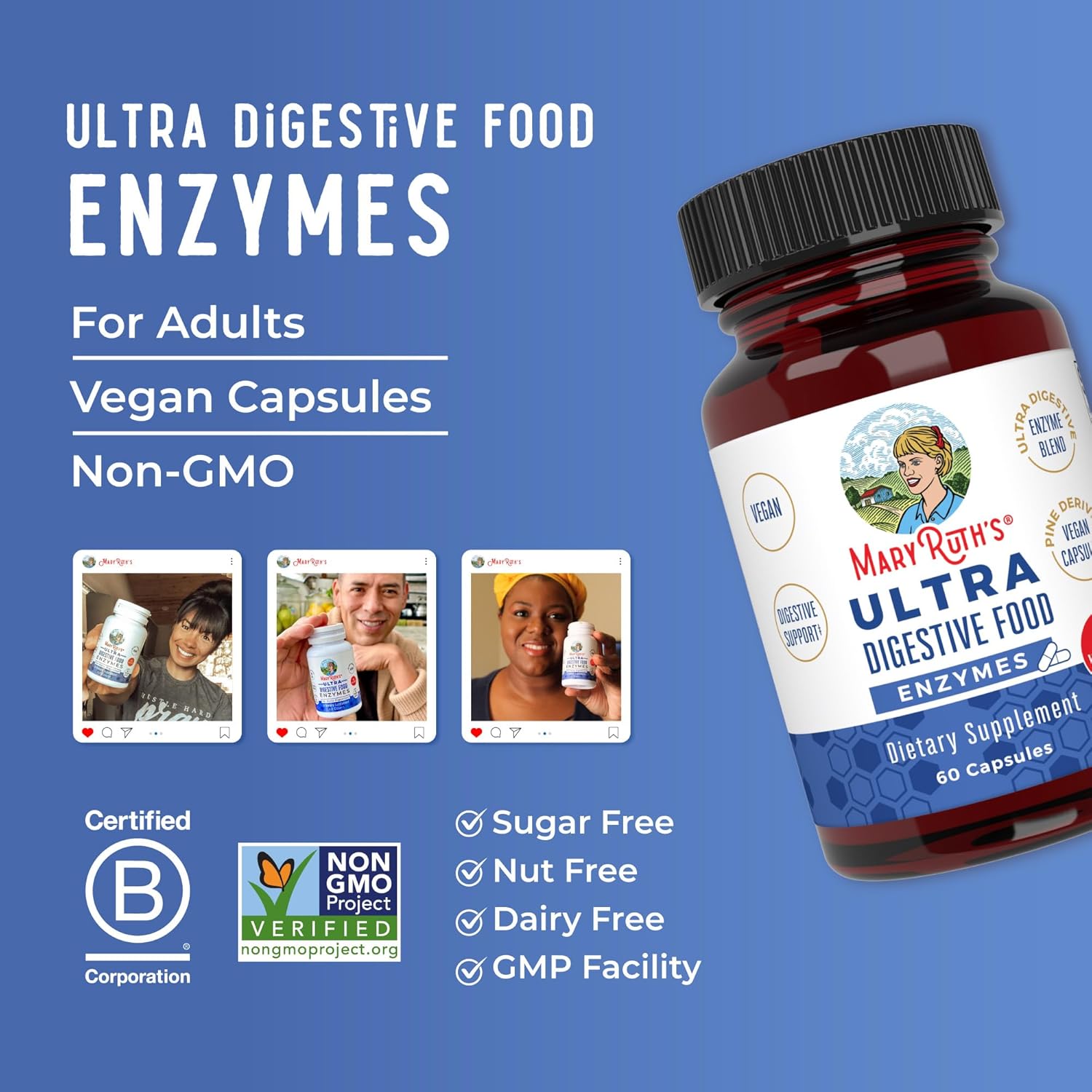MaryRuth Organics Digestive Enzymes Capsules | Supports Gut Health & Immune System | Vegan Supplement | 60 Count | 2 Month Supply