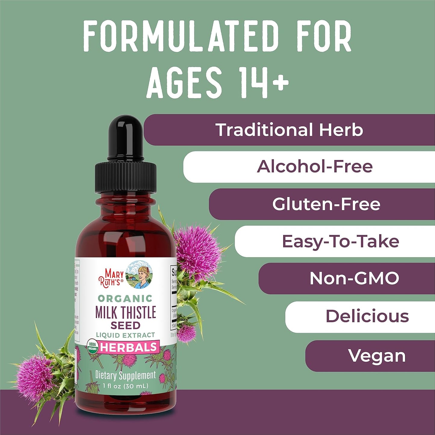 MaryRuth Organics Liquid Extract of Organic Milk Thistle Seed - 1 Fluid Ounce