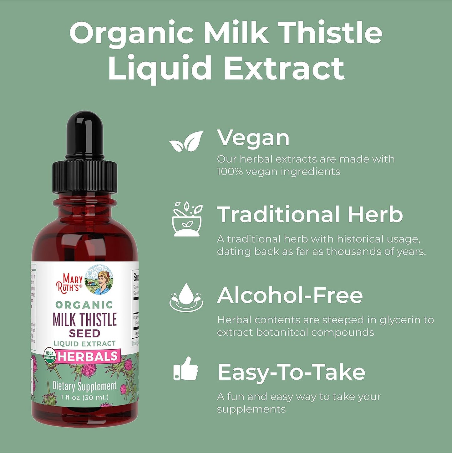 MaryRuth Organics Liquid Extract of Organic Milk Thistle Seed - 1 Fluid Ounce