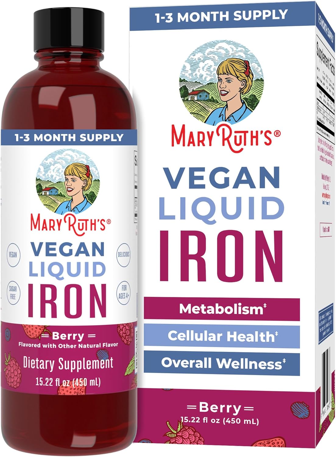 MaryRuth Organics Liquid Iron Supplement for Women, Men, and Kids - 15.22 Fl Oz - Vegan, Non-GMO, Gluten-Free - Supports Healthy Blood and Oxygen Levels
