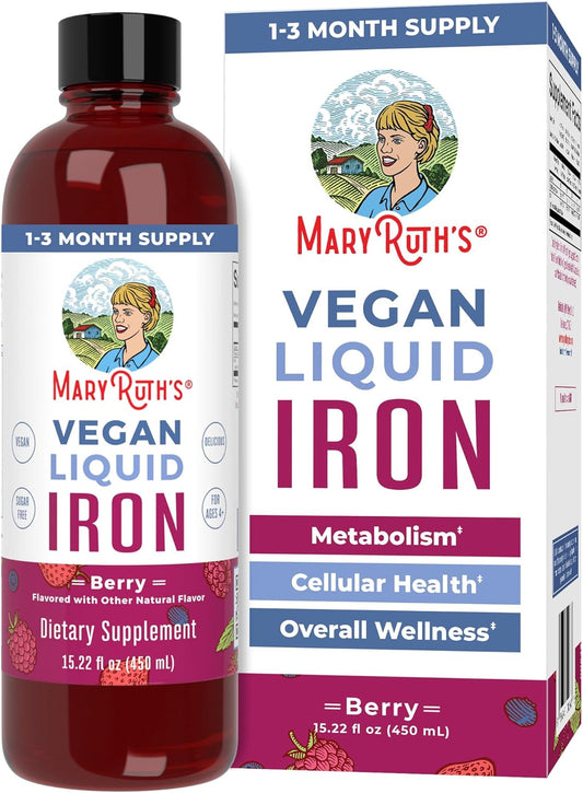 MaryRuth Organics Liquid Iron Supplement for Women, Men, and Kids - 15.22 Fl Oz - Vegan, Non-GMO, Gluten-Free - Supports Healthy Blood and Oxygen Levels