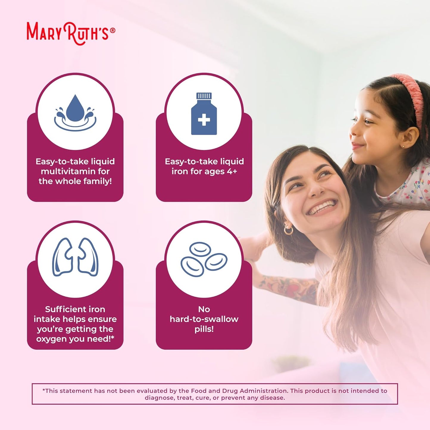 MaryRuth Organics Liquid Iron Supplement for Women, Men, and Kids - 15.22 Fl Oz - Vegan, Non-GMO, Gluten-Free - Supports Healthy Blood and Oxygen Levels